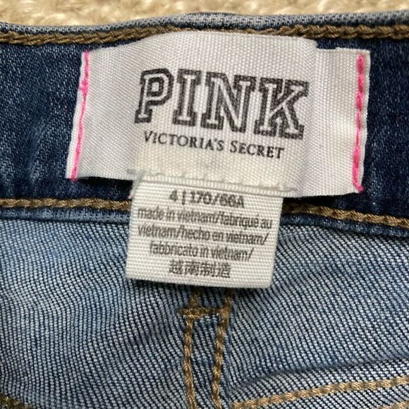 Pink Victoria’s Secret, Medium Blue Wash Cut Off Light Distressed Shorts Women 4 - Picture 2 of 9